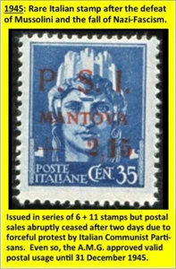PSI MANTOVA 35c Italy - FIRST CITY ISSUE after FALL OF FASCISM, MNH/OG 1945 /775 - Picture 1 of 23