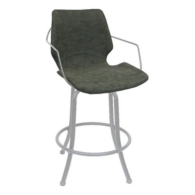 Swivel Extra Tall Metal Bar Stool 34" - Asheville - Green Vinyl - White Frame - Image 1 of 2
