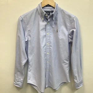 Camisa Top Ralph Lauren Tejida Oxford Para Mujer Talla 6 Azul Abotonada Carne Poni - Imagen 1 de 6