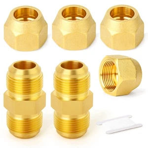 2Packs Metals Brass Tube Fitting, Half-Union with Flare Nut, 3/4" Flare x 3/4... - Picture 1 of 7