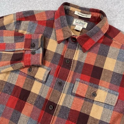 Camisa de franela LL BEAN para hombre grande alta LT tartán a cuadros otoño algodón abotonado Foto 1 de 4
