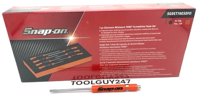 SNAP ON 7pc Electronic Miniature Torx Screwdriver ORANGE FOAM Set SGDET70ESDF O - Image 1 of 4