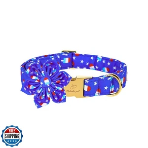 Babole Pet 4 Luglio Collare per Cani con Cravatta a Fiori, Bandiera Blu Estiva Ghiacciolo - Foto 1 di 5