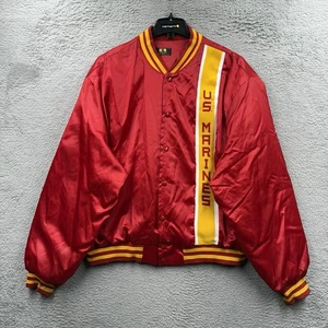 Vintage 80s US Marines Striped Full Button Satin Bomber Jacket USA Made 2XL - Bild 1 von 7