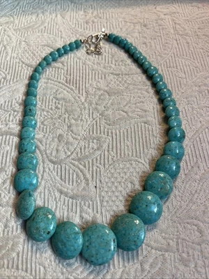 "Collar de cuentas de disco graduado turquesa Jay King DTR 925 con ley 19""-22"" #JR5" Foto 1 de 4