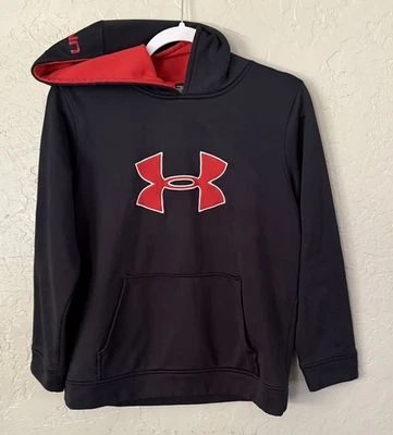 Sudadera con Capucha Under Armour Storm Niños Negra y Roja Logo Grande Talla Juvenil XL Suelta Foto 1 de 4