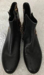 Michael Kors Black Leather And Calf Hair Booties Size 10M - Picture 1 of 13
