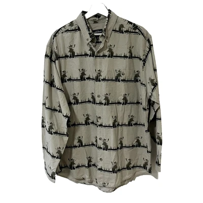 Woolrich Men's Olive Ombre Moose Long Sleeve Button Up Shirt Size Large - Image 1 of 4