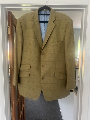 Great MAGEE 1866 Mens Khaki Plaid Tweed Pure Wool Blazer Nice K2 Jacket Size 44R - Image 1 of 4