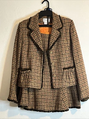 Traje Chaqueta/Falda Charles Gris Londres Damas Tweed, Grande Marrón/Baige/Naranja Foto 1 de 4