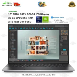 Dell Precision 5690 16″ 32GB DDR5 RTX 2000 Ada Laptop Ultra 7 165H 2TB SSD Wrnty - Picture 1 of 20