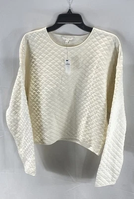 Banana Republic Women White Quilted Sweater Size M - Image 1 of 4