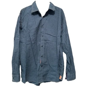 Blue Pronto Uomo Blue Black Button Down Striped Shirt Men's Size 3X - Picture 1 of 10