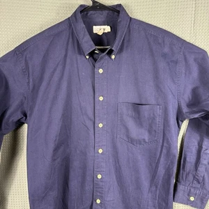 J. Camisa Crew Vintage Años 90 Azul Remero Algodón Manga Larga Bolsillo Abotonado - L - Imagen 1 de 7