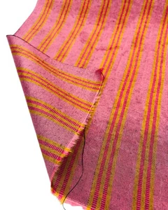 Pink Silk Moire Fabric By 2 Meters, Watermark Patterned, Yellow Striped - Picture 1 of 14