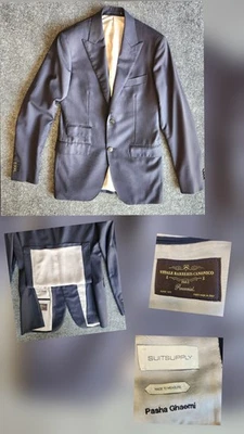 SuitSupply Lazio Vitale Barberis Canonico 100% Wool Slim 2 Btn Blue Blazer 38 S - Image 1 of 4