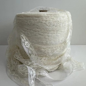 Vintage Lingerie Lace Ribbon Roll .08” Dress Clothing Trim Ivory Delicate 598 Yd - Picture 1 of 8