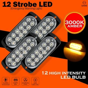 Luz estroboscópica intermitente de peligro de precaución de 12 LED ámbar para automóvil camión 4 piezas - Imagen 1 de 8