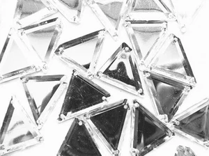 21x25 mm Flat Mirror Surface Clear Acrylic Rhinestone Gems Triangle Flatback Sew - Picture 1 of 8