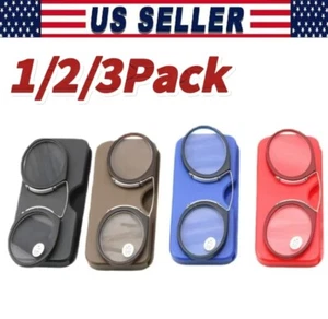 MINI Clip Nose Bridge Reading Glasses Portable Presbyopic Glasses With Case NEW - Picture 1 of 7