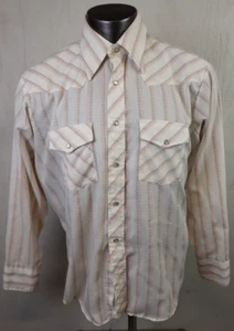 Mens Bronco Western Pearl Snap Shirt Vintage Form Fit Long Tail Geometric XL USA - Bild 1 von 10