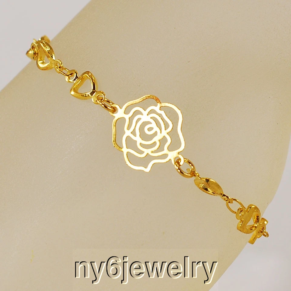 ¡Idea de regalo! Pulsera de cadena de corazón tono dorado con encanto GP Rose 6" ENVÍO GRATUITO Foto 1 de 1