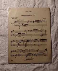 Partituras para piano Franz Liszt 1914 Rapsodie Hongroise No. Faltan 8 fundas de colección - Imagen 1 de 10