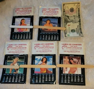5 Vintage Fishing Charter Advertising Pinup Calendars Small 1995-1998 - Picture 1 of 6