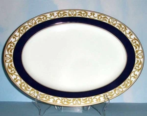 Mikasa Lily Moire Oval Serving Platter 15" Gold Scrolls AK048 NEW in Box - Picture 1 of 4