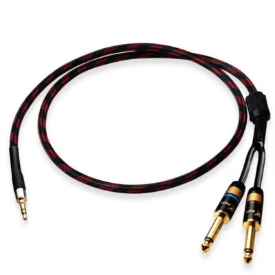 3.5 to 6.35mm Adapter Aux Cable for Mixer Amplifier Gold Plated 3.5 to 6.5 Jack - Image 1 of 4