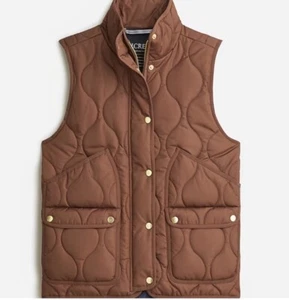 J.Crew Women’s New Quilted Excursion Vest Sz L in Dark Nutmeg - NWOT - Picture 1 of 16