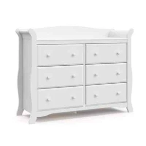 Avalon 6-Drawers White Double Dresser Nursery Kids Bedroom Storage Furniture - Picture 1 of 11