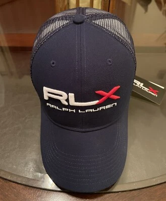 Ralph Lauren RLX 卡车司机可调节高皇冠帽子海军蓝全新带标签 — 第 1/4 张图片