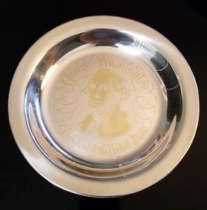 George Washington STERLING SILVER PLATE **LTD ED FRANKLIN MINT w/24kt GOLD INLAY - Bild 1 von 7