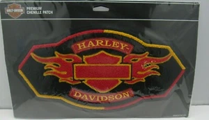 Harley Davidson Premium Chenille Flaming Bar and Shield Patch 14'' by 8.'' XXL - Picture 1 of 5