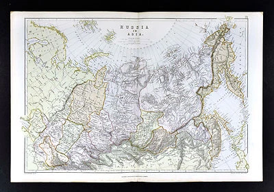 Mapa Blackie 1883 - Rusia en Asia - Siberia Tobolsk Omsk Montes Urales Ártico Foto 1 de 4