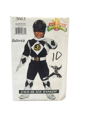 UNCUT FF Sewing Pattern Butterick 3663 POWER RANGERS Zack Black Sizes XS-L - Image 1 of 2