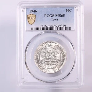 1946 Iowa 50C PCGS Certified MS65 Gold Shield Label Holder - Picture 1 of 2