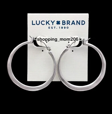 Lucky Brand Matte Silver Tone Hoop Earrings - Image 1 of 3