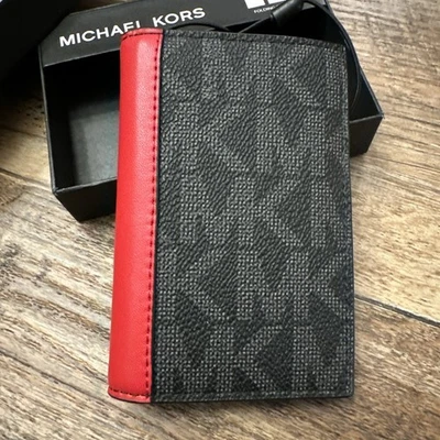 Michael Kors Bright Red Rogue VIF Folding Card Case Wallet Jet Set Mens NEW $88 - Image 1 of 4