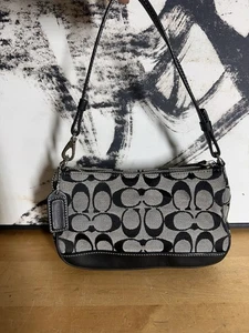Coach Signature Demi Mini Pouch Tasche Canvas Leder Schwarz 6094 - Bild 1 von 14