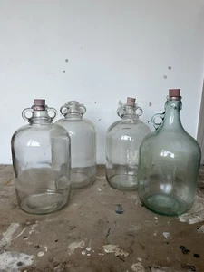 4x Vintage Glass Demijohns Wine Fermentation Bottles with Corks Free Postage - Picture 1 of 5