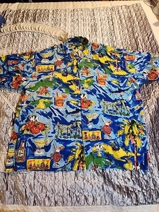 Vintage Big Dogs Hawaiian Shirt Mens XL Funny Cocktail Drinks Recipe Tiki - Picture 1 of 13