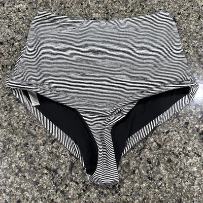 Pantalones de bikini Mara Hoffman para mujer pequeños negros a rayas cintura alta hechos en EE. UU. Foto 1 de 4