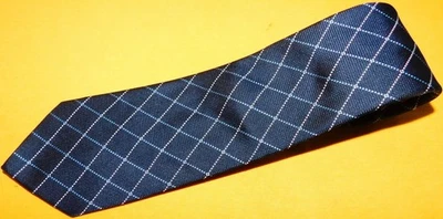 MEN'S TRUSSARDI MADE IN ITALY BLUE/WHITE CROSS STRIPED TIE - DESIGNER TIES. - Image 1 of 3