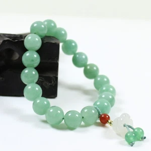 Bracciale Perline Tonde Giada Verde Hetian Certificato 10mm Nuovo Inbox Spedizione Gratuita - Foto 1 di 10