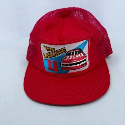 Sombrero de camionero de malla roja vintage Terry Labonte Budweiser NASCAR #11 hecho en EE. UU. Foto 1 de 4