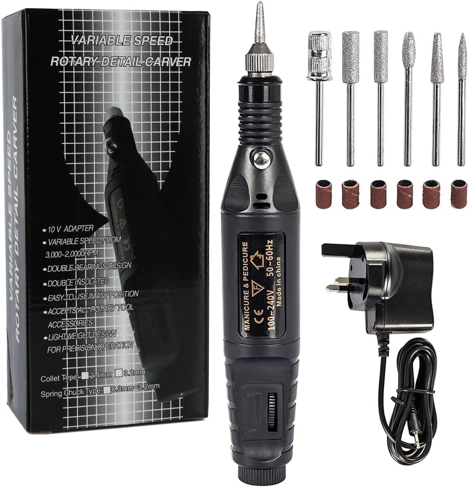 DSLIHA Electric Nail File for Thick Toe Nails, Adjustable Speed Electric Nail Drill Por