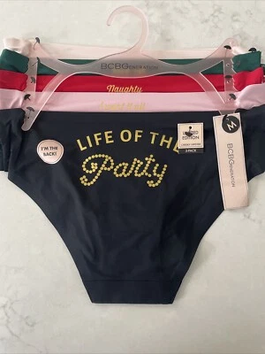Paquete de 3 bragas BCBG para mujer medianas descaradas hipster fiesta traviesas saludos rosa nuevas con etiquetas Foto 1 de 4