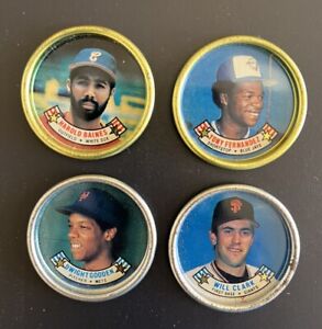 1988 Topps Baseball Metal Lot of 4 Coins, Clark, Golden,Barnes,Fernandez